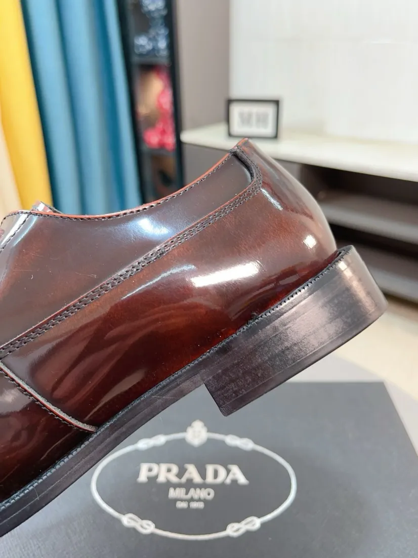 Men's shoes 💰540🌹🌹【PRADA Leather Shoes】Top purchasing agent Original imported Italian custom cowhide leather surface, fully imported water-dyed breathable cowhide lining, original factory special molded sole super comfortable, size: 38-44
